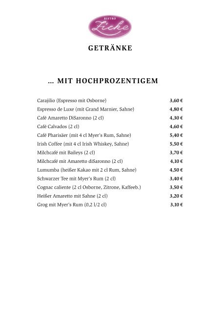 speisen und getränke - Bistro Zicke