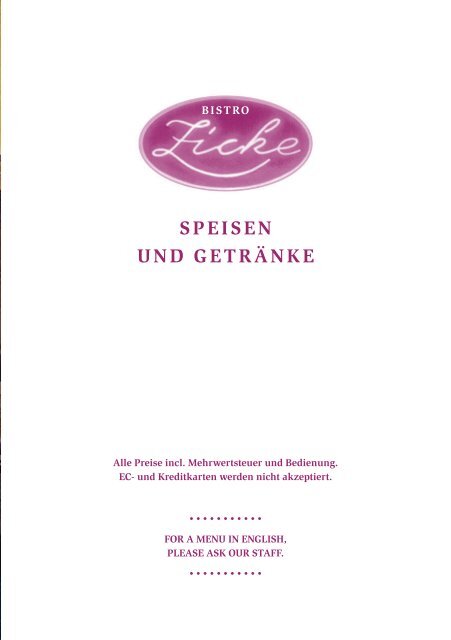 speisen und getränke - Bistro Zicke