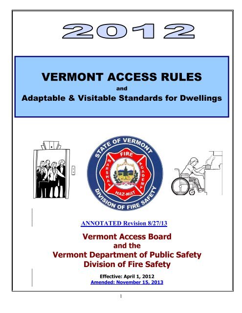 Vermont Access Rules 2012 - - Vermont Division of Fire Safety