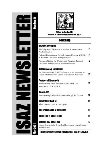 ISAZ Newsletter Number 21, May 2001 - International Society for ...