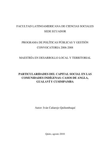 facultad latinoamericana de ciencias sociales sede ... - Flacso Andes