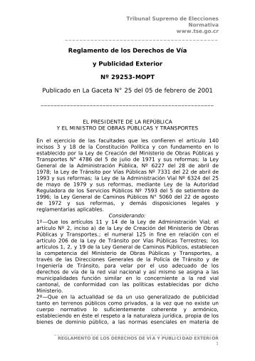 Reglamento de los Derechos de VÃ­a y Publicidad Exterior - Tribunal ...