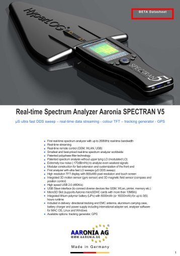 Real-time Spectrum Analyzer Aaronia SPECTRAN V5 - Unitest.com