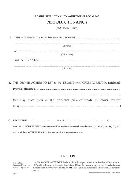 Periodic tenancy agreement (form 24b) - Department of Commerce