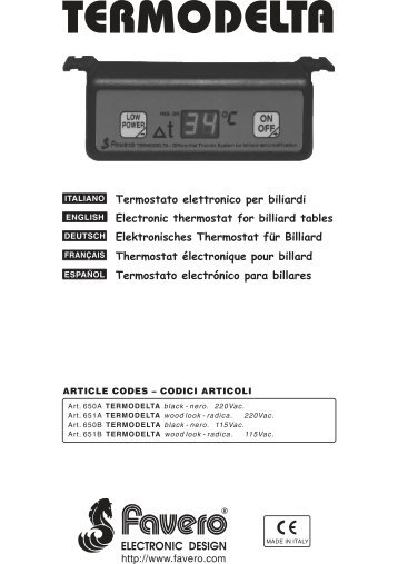 Termostato electrÃ³nico para billares Thermostat ... - FAVERO