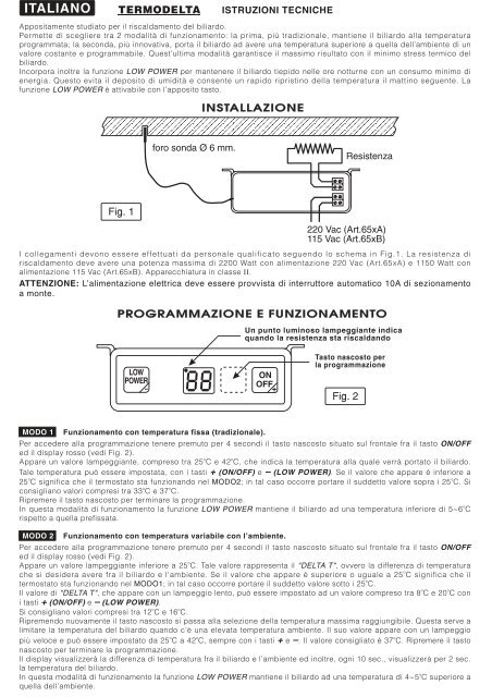 Termostato electrÃ³nico para billares Thermostat ... - FAVERO