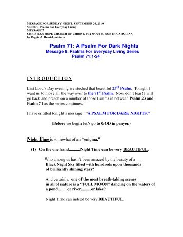 A Psalm For Dark Nights - Christian Hope Church Home