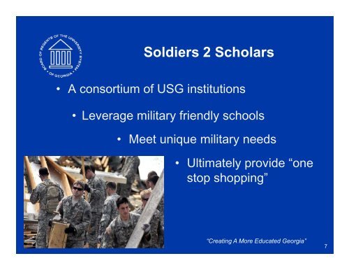 Soldiers 2 Scholars - University System of Georgia
