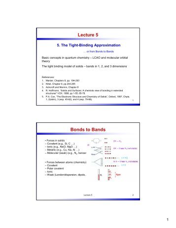 Lecture 5 Bonds to Bands