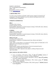 CURRICULUM VITAE - BRAC Research and Evaluation Division