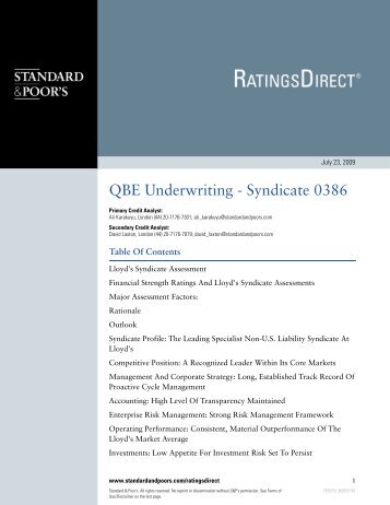 QBE Underwriting - Syndicate 0386