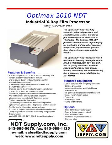 Optimax 2010-NDT - Radiatronics NDT Inc.