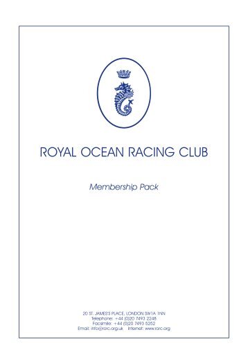 Membership Pack - Royal Ocean Racing Club