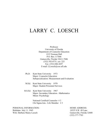 LARRY C. LOESCH - University of Florida