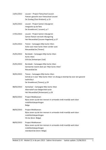 laatste update: 21/06/2013 1 13/01/2013 Leuven - Mobiel 21