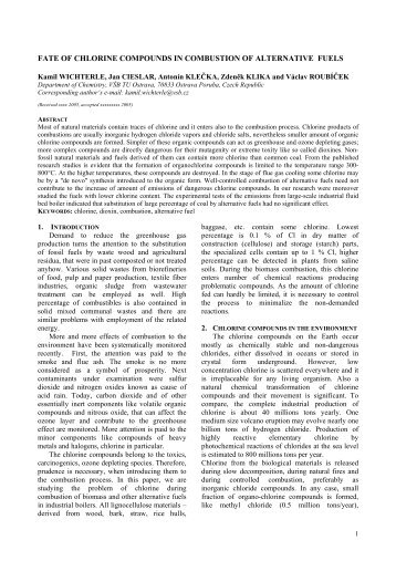 fate of chlorine compounds in combustion of alternative fuels