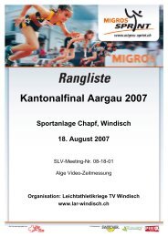 MIGROS-SPRINT Windisch Kantonalfinal AG 2007 - LA Villmergen