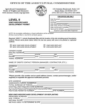 Vineyard Orchard Development Permit Level 2 - Sonoma County