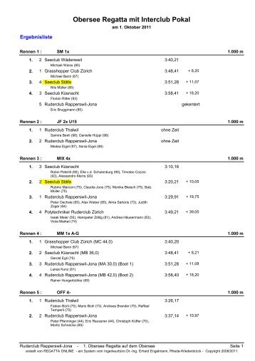 Obersee Regatta mit Interclub Pokal