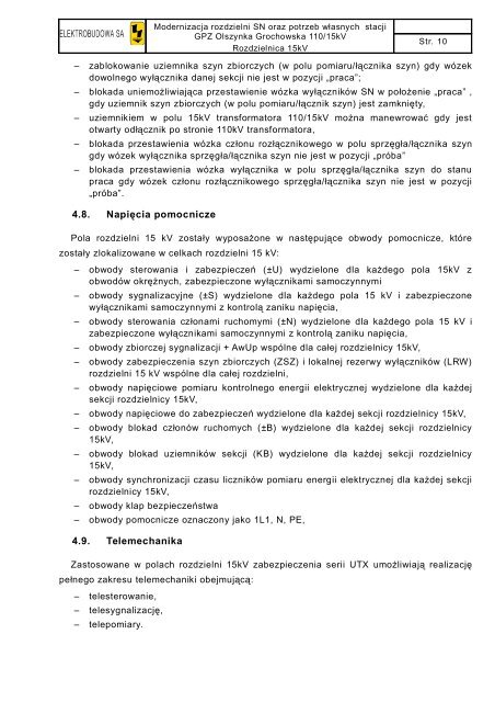 projekt wykonawczy âRozdzielnica 15 kV" (pdf 10 ... - PKP Energetyka