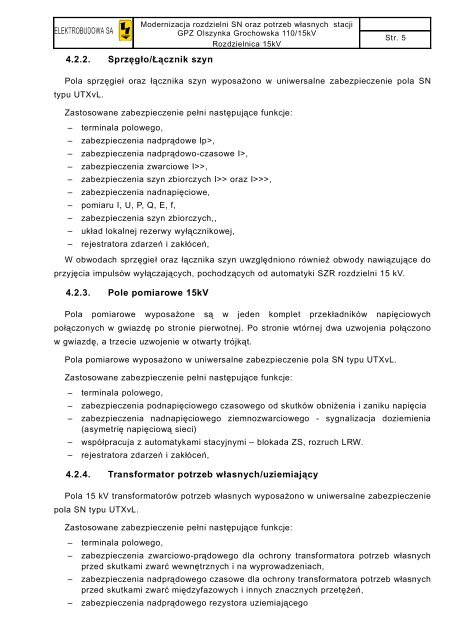 projekt wykonawczy âRozdzielnica 15 kV" (pdf 10 ... - PKP Energetyka