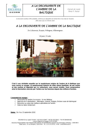 A LA DECOUVERTE DE L'AMBRE DE LA BALTIQUE A LA - Escursia