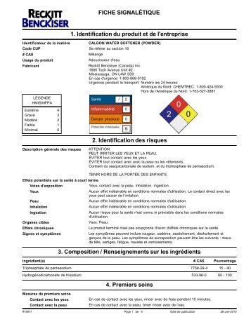 FICHE SIGNALÉTIQUE 1. Identification du ... - Reckitt Benckiser