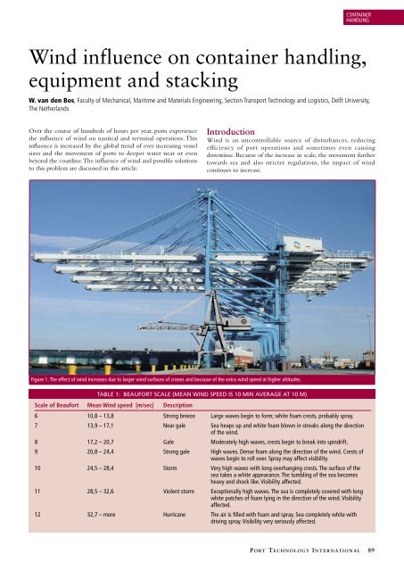 Wind influence on container handling, equipment and stacking - Port ...