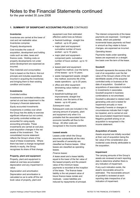 Financial Report 2008 - Leighton Holdings