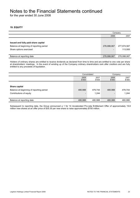 Financial Report 2008 - Leighton Holdings