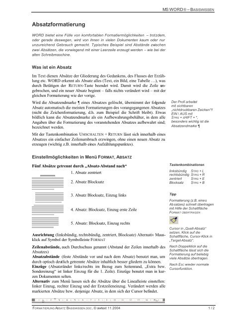 Formatierung Absatz Basiswissen.pdf - RoCBar