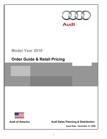 AUDI ORDER GUIDE MODEL YEAR 2010- USA (Invoice) - I Am Audi