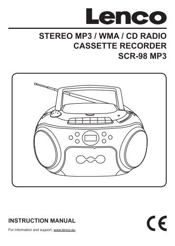 STEREO MP3 / WMA / CD RADIO CASSETTE RECORDER ... - Lenco