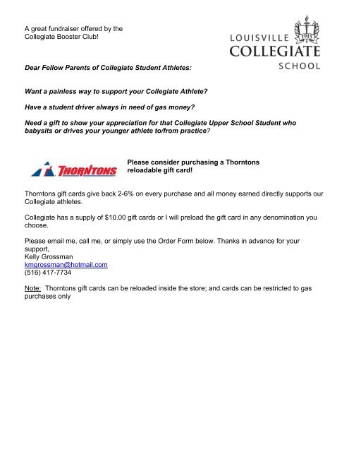 thorton's gift card order form louisville collegiate school thorton's gift card order