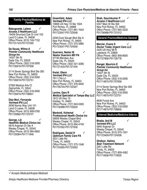 Tampa RGN HMO DIR AUG 2013.pdf - Simply Healthcare Plans