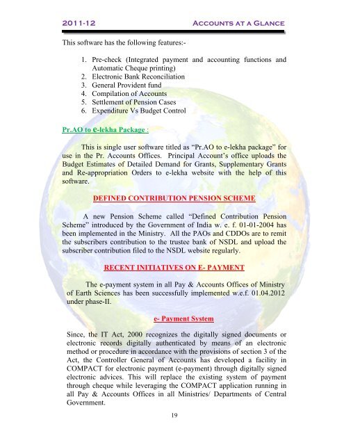 Accounts at a Glance (2011-12) - Ministry Of Earth Sciences