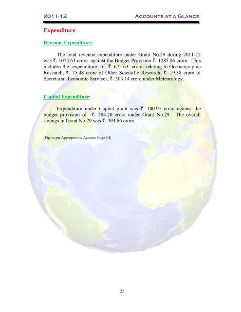 Accounts at a Glance (2011-12) - Ministry Of Earth Sciences