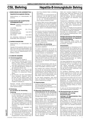 Fachinformation Hepatitis-B-Immunglobulin Behring - CSL Behring