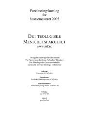 Forelesningskatalogen for hÃ¸stsemesteret 2005 - Det teologiske ...