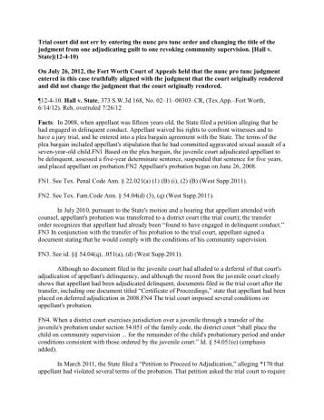 Trial court did not err by entering the nunc pro tunc order and ...