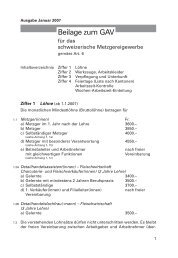 Schweizerisches Metzgereigewerbe: GAV-Beilage 2007