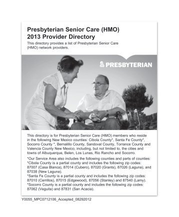 Presbyterian Senior Care (HMO) 2013 Provider Directory