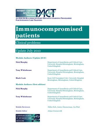 Immunocompromised patients - PACT - ESICM