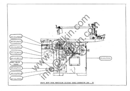 Wadkin PP Panel Dimension Saw Manual and Parts List