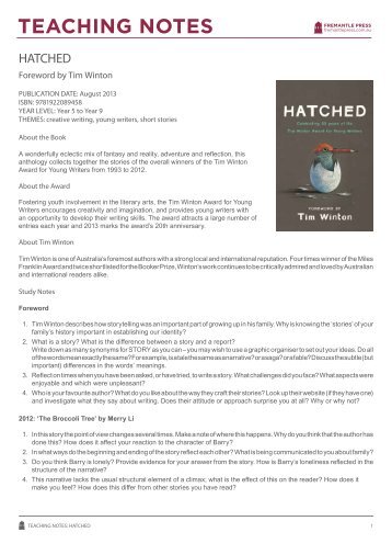 HATCHED TEACHING NOTES-WEB.pdf - Fremantle Press