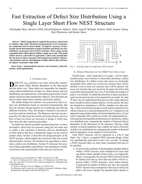 Fast extraction of defect size distribution using a single ... - IEEE Xplore