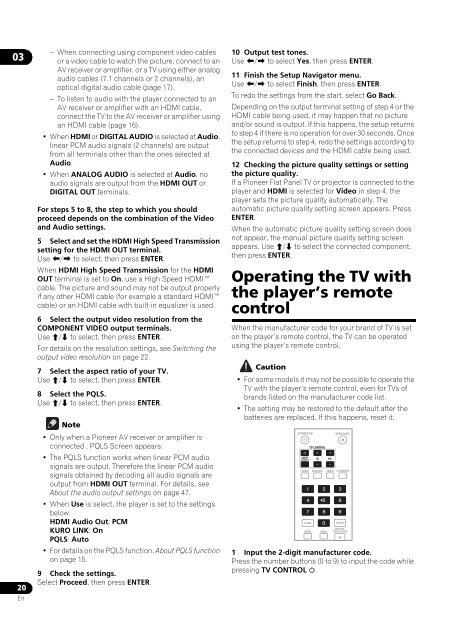 Operating Instructions - Pioneer