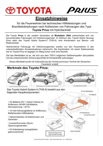 Einsatzhinweise Toyota Prius