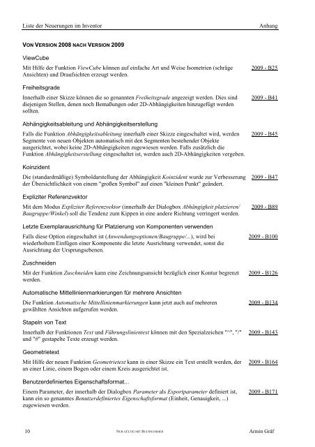 Liste der Neuerungen - Armin-graef.de