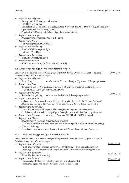 Liste der Neuerungen - Armin-graef.de